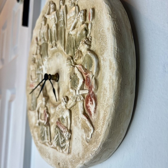 Hand painted  Wall Clock Twelve Greek Roman Olympian Gods Sculpture Cast Stone - Picture 3 of 10